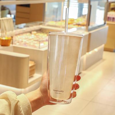 ModernMart Double Wall Tumbler With Straw Reusable Cold Drink Cup For Iced Coffee & Juice white