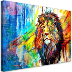 LEINWANDBILD Löwe Tiere Abstrakt 100x70cm