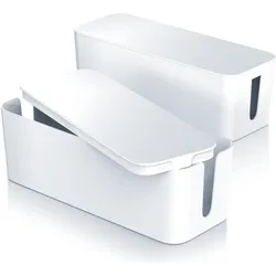 Bearware, Kabelbox, Kabelbox 2er Set, Kabel Box mit Gummifüssen - Kabelmanagement / dezente Optik / 2x Ladebox, weiss