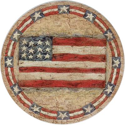 FirstDawn Americana Natural Sandstone Coaster 4 Pack Eco-Friendly, Absorbent, Easily Wipes Clean
