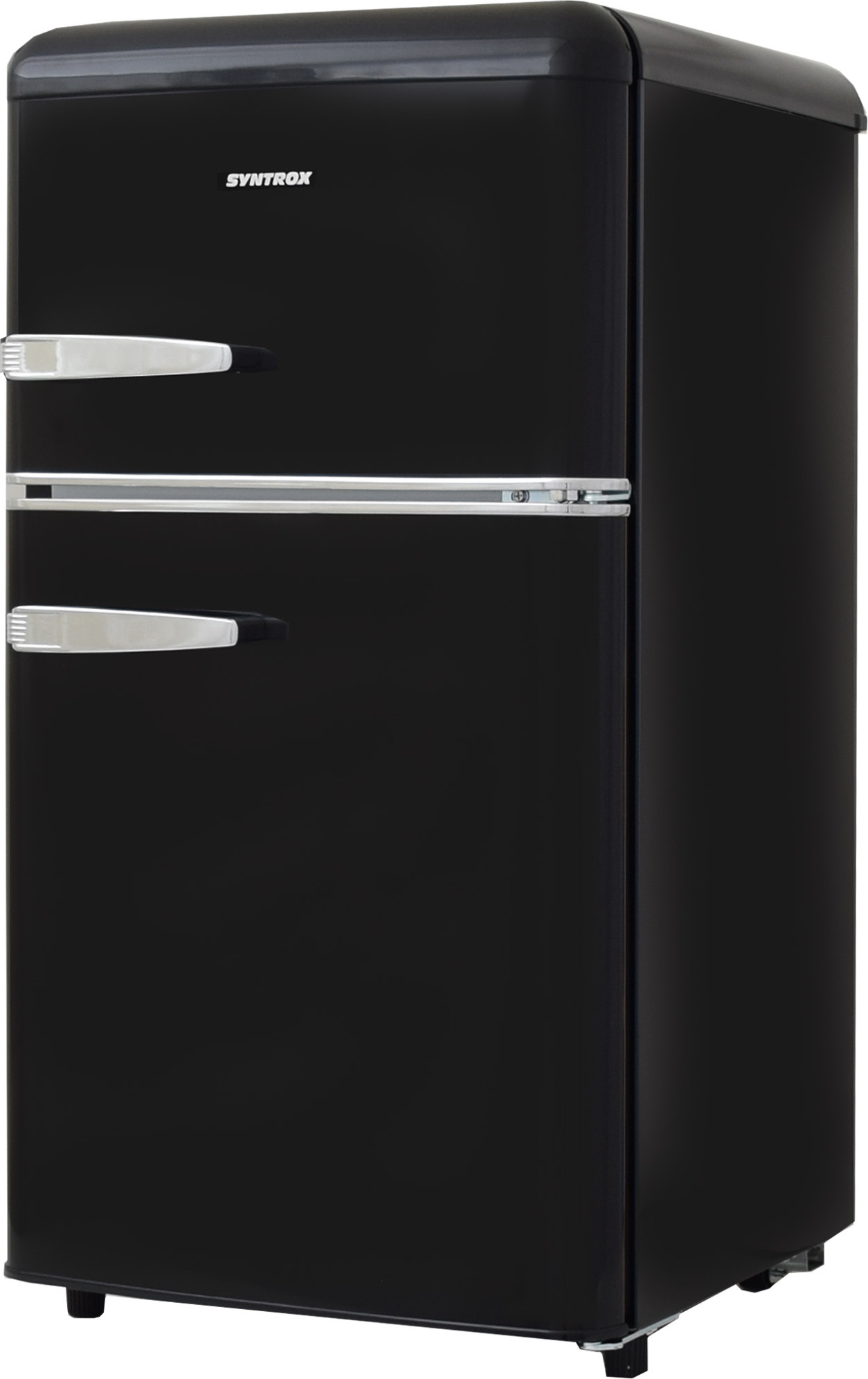 Syntrox Germany Retro Kühlschrank 81 Liter mit Eisfach schwarz