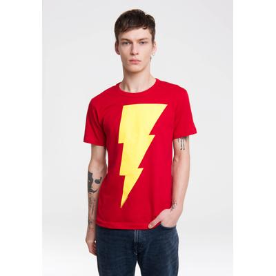 T-Shirt LOGOSHIRT "Shazam Logo", Herren, Gr. M, rot, 100% Baumwolle, bedruckt, normal, Rundhals, Shirts T-Shirt, mit hochwertigem Print