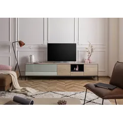 TV-Board Akazie 240x45x55 grau-weiß geölt CHICAGO #03