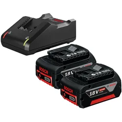 Bosch Professional Zubehör, Werkzeugakku + Ladegerät, Akku-Starter-Set GBA / 2x 5,0 Ah Akku + Ladegerät GAL 18V (18 V)