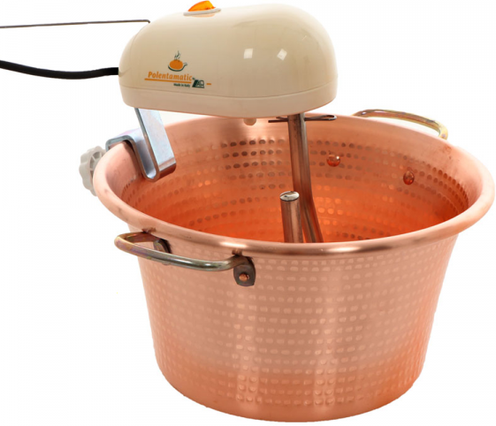 LAR Casalinghi LAR Polentamatic - Elektrischer Rührtopf für Polenta aus gehämmertem Kupfer mit flachem Boden - 6.5L - max. 8W