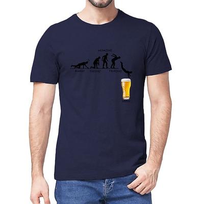 Männer Olivgrün Lustiger Arbeitswoche bis Freitag Bier Evolution Grafik T-Shirt Kurzarm