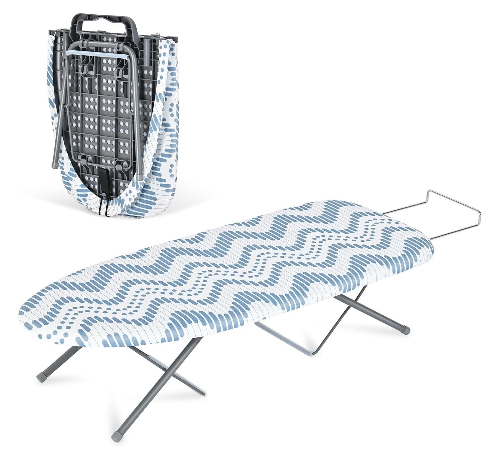 Dripio Opklapbare strijkplank met ijzeren standaard, Blauw, B/D/H: 76,2 x 43,18 x 30,45 cm