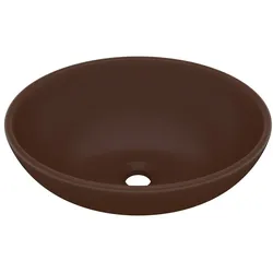 Helloshop26 - Luxuriöses ovales Aufsatzwaschbecken Badezimmer-/Küchen-/Wohnraumausstattung 40 x 33 cm matte dunkelbraune Keramik 02_0002671