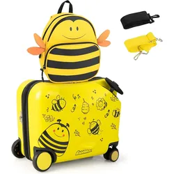 2tlg Kinderkoffer + Rucksack, Kindertrolley mit Rollen und wasserdichter Hartschale