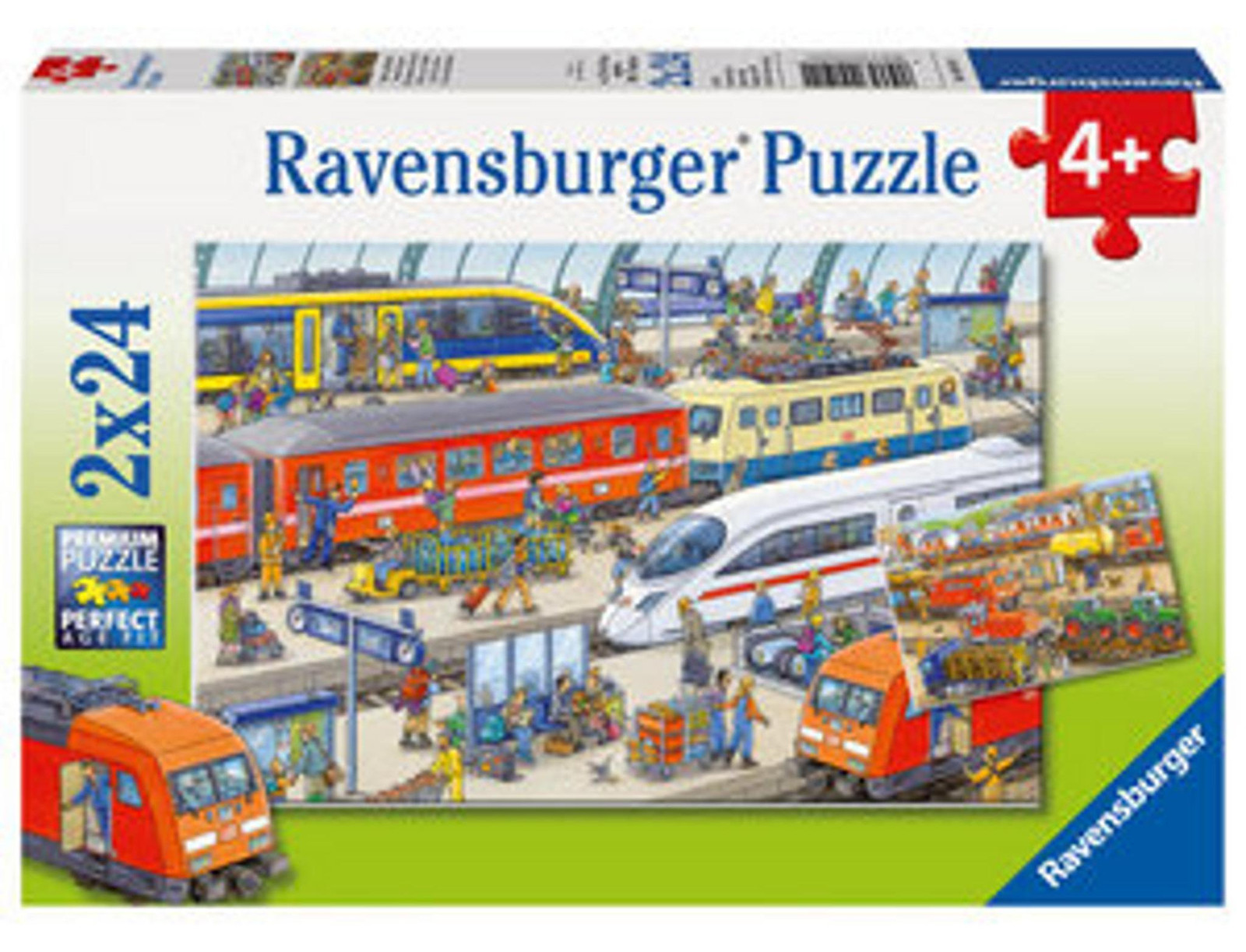 Ravensburger kinderpuzzel Drukte op het station 2 x 24-delig