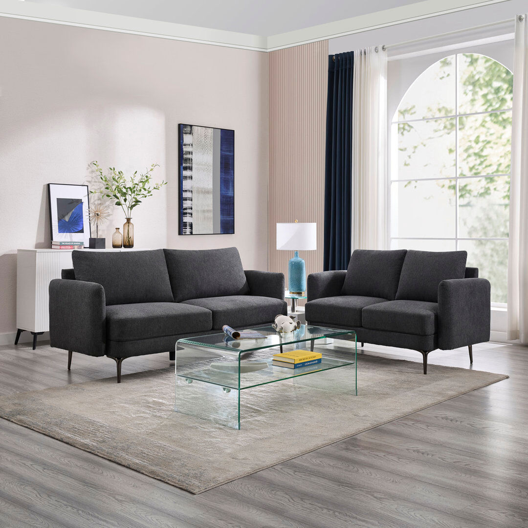 Metro 2 Piece Stationary Living Room Set Charcoal 2