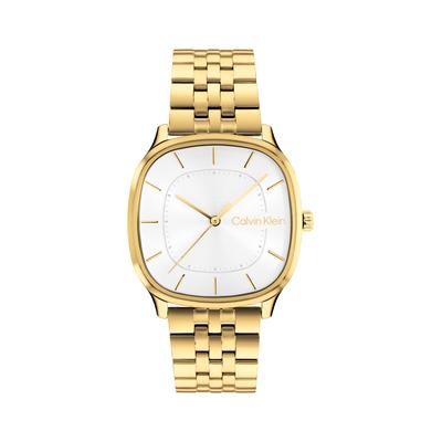 Quarzuhr CALVIN KLEIN "CK SHAPE", gold (goldfarben, weiß), Armbanduhren, Herren, goldfarben, Quarzuhr, Armbanduhr, Damenuhr, Herrenuhr, Edelstahlarmband, analog