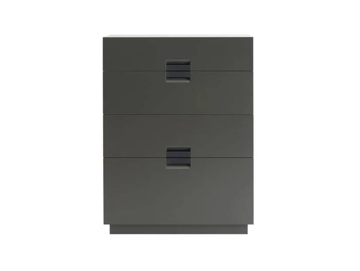 Asplund Frame high Kommode Taupe, Leder schwarz