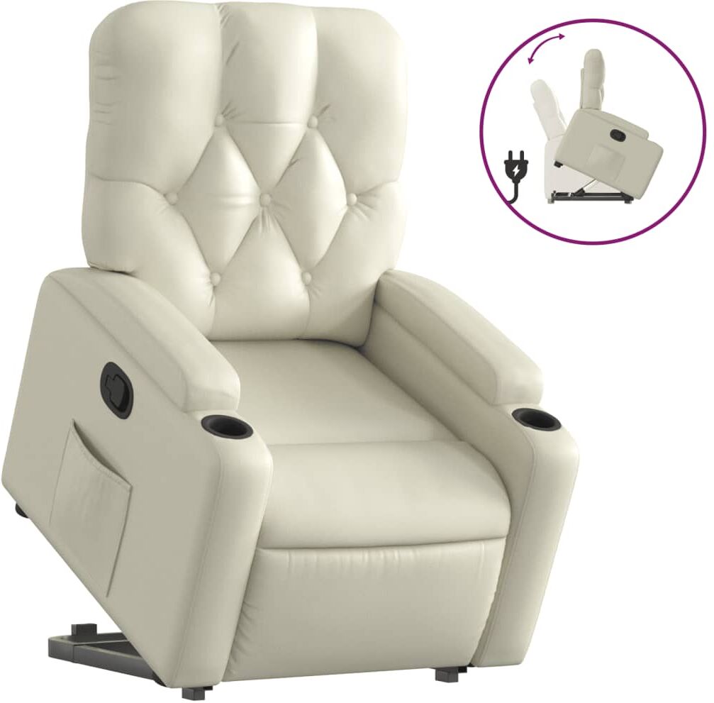 vidaXL Fauteuil inclinable Crème Similicuir