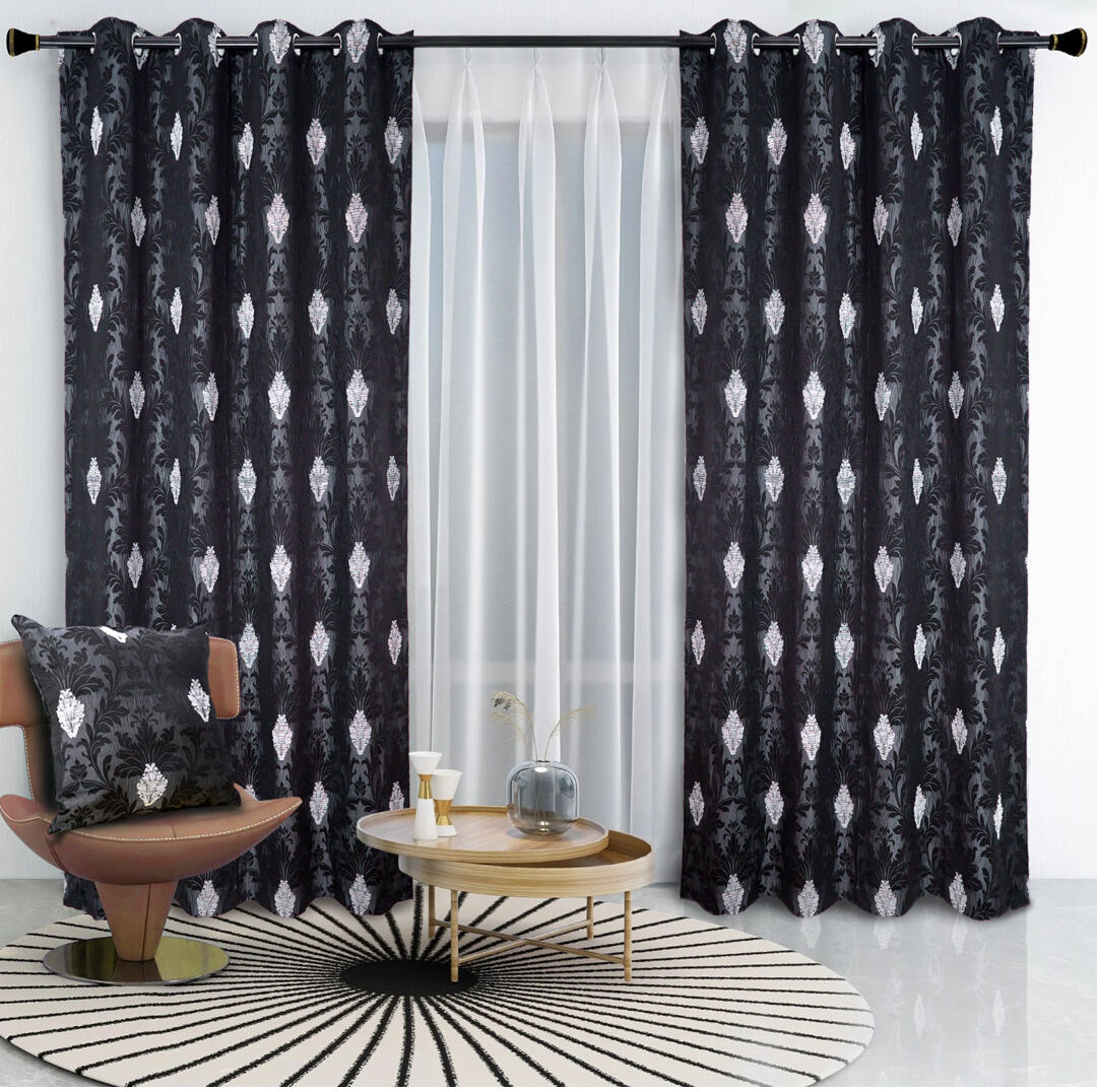 Rosalind Wheeler Andranae Blackout Curtain Black 117 W x 183 D cm