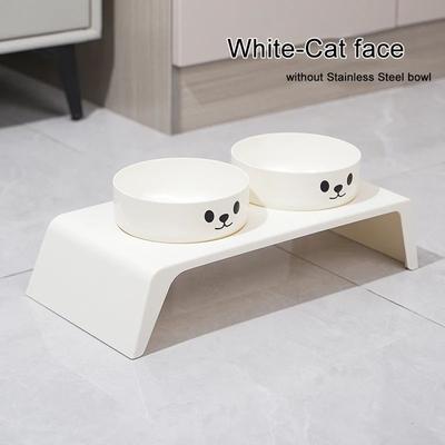Uplift Treasures Elevated Double Stainless Steel Dog And Cat Feeding Bowls cat Face a