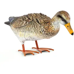 Moritz Deko Ente Braun-Beige 21 cm, Stockente aus Metall handbemalt, Gartenfigur Landhausstil Vintage für Garten, Teich, Terrasse und Wohnbereich