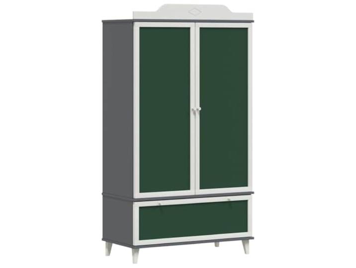 HKQWPBF Kleiderschrank ROROS Grau Weiß Holzwerkstoff 90x45x165 cm Aufbewahrung, Tafel-Tür, Regale, Kleidung, Spielzeug, Holzwerkstoff, pflegeleicht