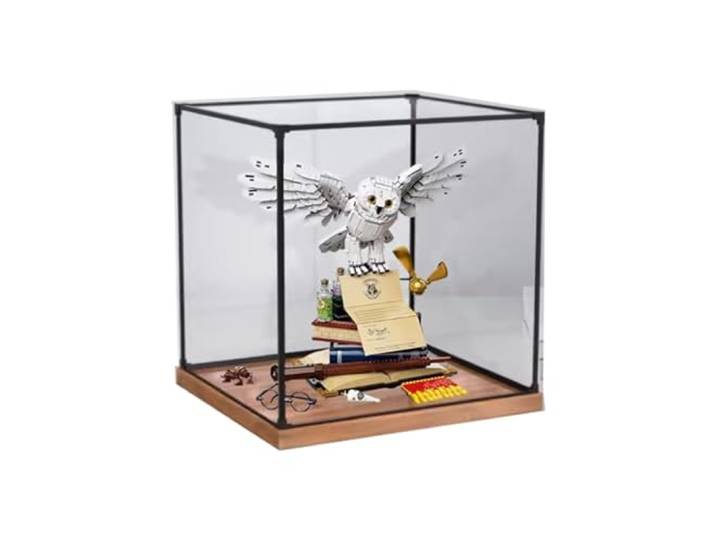 Acryl-Vitrine für Lego 76391 Eulen-Modell, staubdichte, transparente Sammlungsvitrine (nur Displaybox) (Holzsockel)