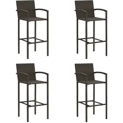 vidaXL Barhocker 4 Stk. Braun Poly Rattan