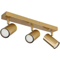 Deckenleuchte Spotleuchte Deckenlampe Wohnzimmerlampe Küchenleuchte Flurlampe, Metall Gold, 3 Flammig Spots beweglich, L 41 cm
