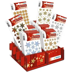 Herma, Sticker, Weihnachts-Sticker DECOR "Sternstunden", im Display Display mit weihnachtlichem Aufdruck, 6 Motive s (6 Sticker)