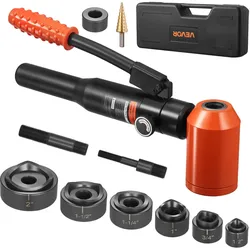 VEVOR Ausbrechstanzen-Set, 10 t hydraulisches Ausbrechset, 22,5 bis 61,5 mm KO-Werkzeugsatz, Lochherstellungswerkzeug, KO-Werkzeugsatz mit 6 Matrizen für Metallschaltschränke, Schaltschränke