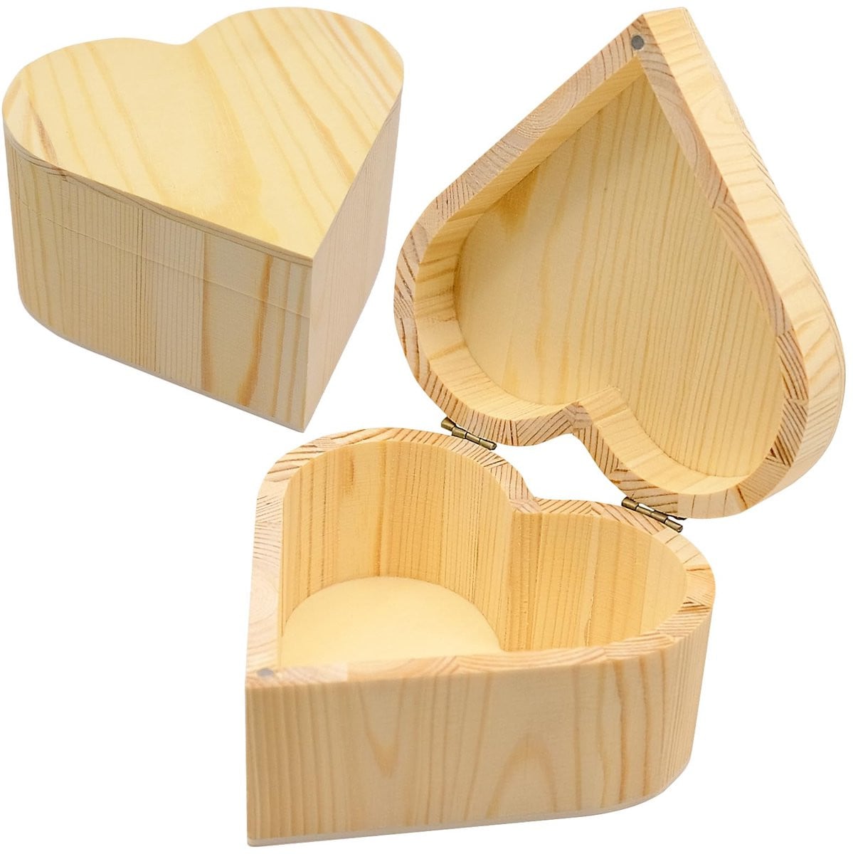 Set van 2 houten hartvormige opbergdozen met deksel voor sieraden