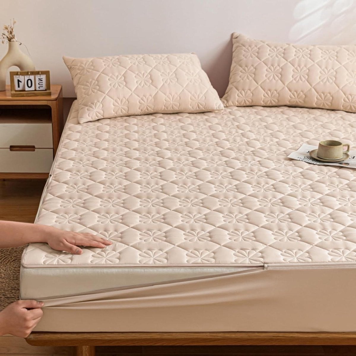 Ademende en stofdichte matrasbeschermer met rits - Matrashoes - 140 x 200 + 18 cm