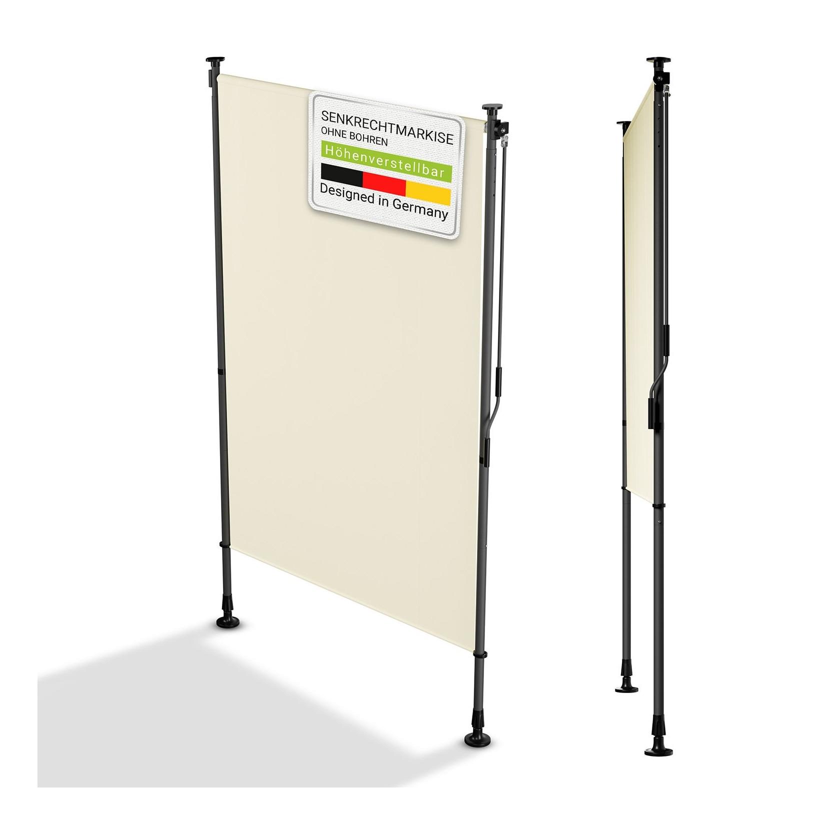 Juskys Senkrechtmarkise Barbados 120x310 cm - Sonnenschutz höhenverstellbar, ohne Bohren - Beige