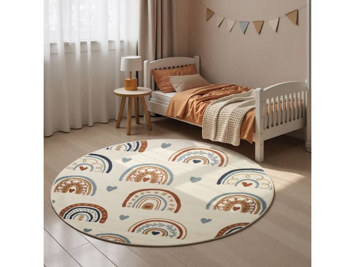 Kinderteppich HANSE HOME Bowie , creme multifarben, H:10mm Ø:160cm, Polypropylen, Teppiche, Kinderteppich, Pflegeleicht, Weich, Kinderzimmer, Spielteppich, Spielunterlage