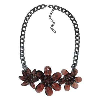 Collierkettchen STEUER "Metall schwarz Blume Blüte Glaskristall braun", schwarz, Halsketten, Damen, 56cm, Metall, L: 56 B: 63mm, glänzend, B:63mm