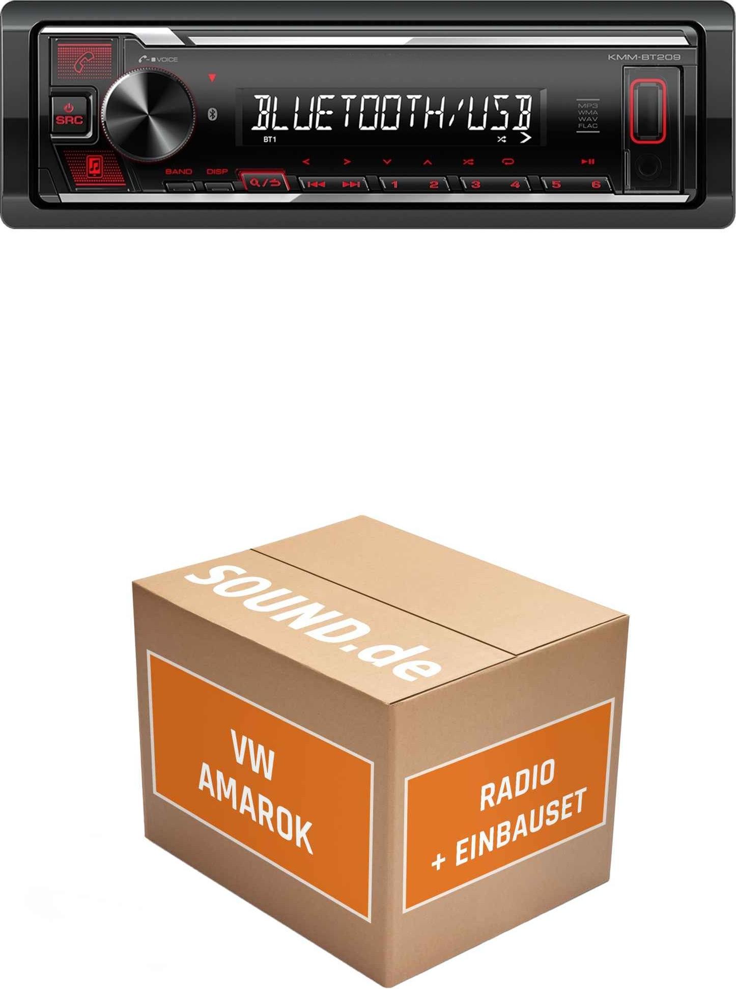 Autoradio Einbaupaket Kenwood KMM-BT209 passend für VW Amarok + Opt. PDC High Kamera Schwarz | Bluetooth USB Telefonieren
