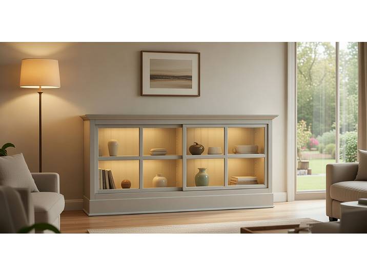 Sideboard I 191 x 84 x 49cm Grau/Granit/Pinie Creme
