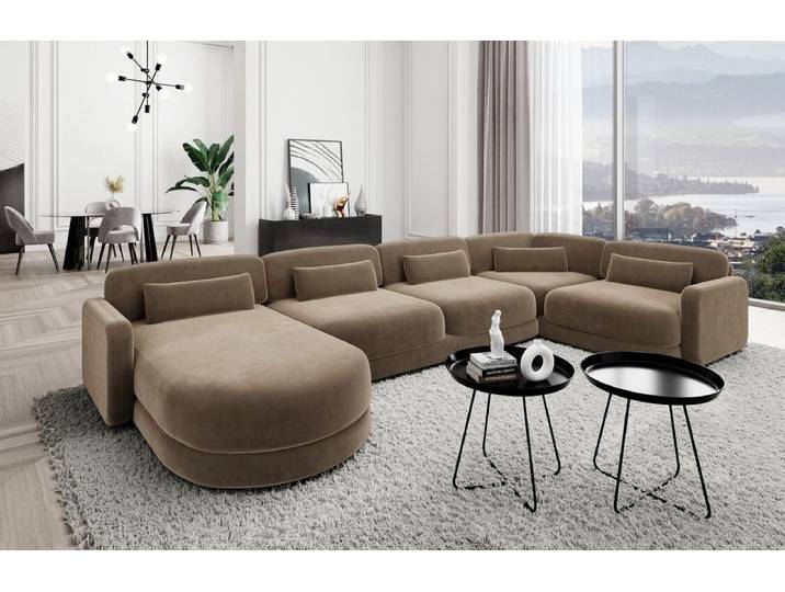 Wohnlandschaft Valencia U-Form aus Stoff