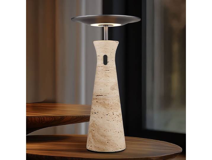 LED-Tischleuchte Typ C Ø 20cm Grau/Beige Eisen / Aluminium, lackiert Acrylglas PVC Steingut Nicht austauschbare LEDs LED-Platine