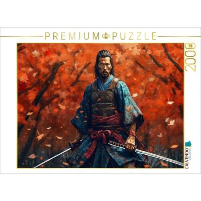 CALVENDO Puzzle Bereit zum Kampf - Samurai im Herbstwald | 2000 Teile Lege-Größe 90x67cm Foto-Puzzle für glückliche Stunden