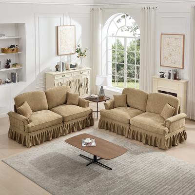 "GDFStudio - Classic Modular Chenille 2-Seater 76.4"" Loveseat Set with Flared Arms (Set of 2)"