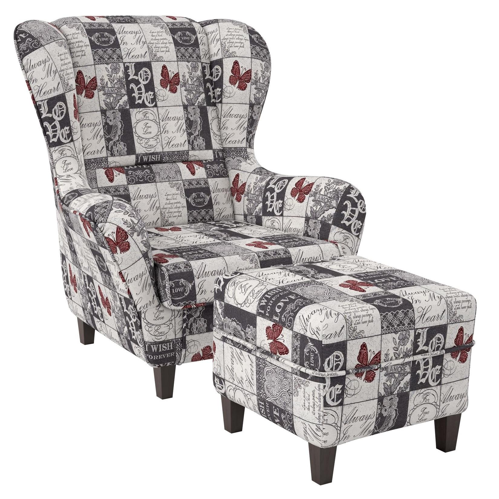Supellex Ohrensessel mit Hocker Design Patchwork Love
