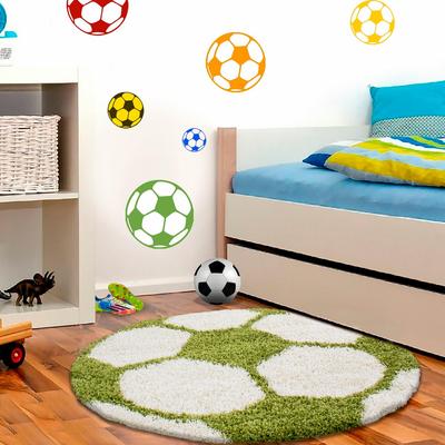 Kinderteppich AYYILDIZ TEPPICHE "Fun 6001" Gr. 10, grün, H:30mm Ø:120cm, Kunstfaser, Teppiche, Kinderteppich, robuster Kurzflor, Fussball, Kinderzimmer