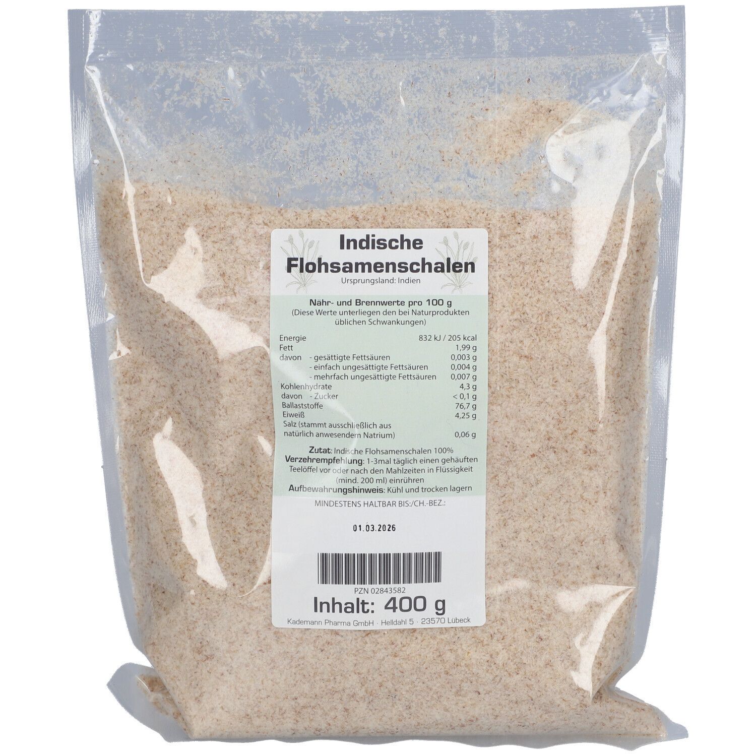 Indische Flohsamenschalen 400 g Beutel