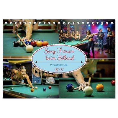 Sexy Frauen beim Billard (Tischkalender 2027 DIN A5 quer), CALVENDO Monatskalender