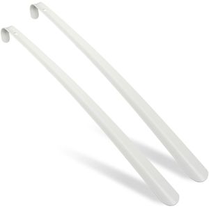 Relaxdays Schuhlöffel aus Metall, weiß, Schuhanzieher, Länge: 58cm, 2 Stück