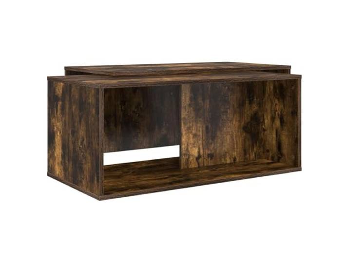 LASWWQMRF Couchtisch 2er Set Geräucherte Eiche Holzwerkstoff 90x48 cm Zweiteiliges Beistelltisch Set für das Wohnzimmer, pflegeleichte Holzwerkstoff Platten im modernen geradlinigen Design.