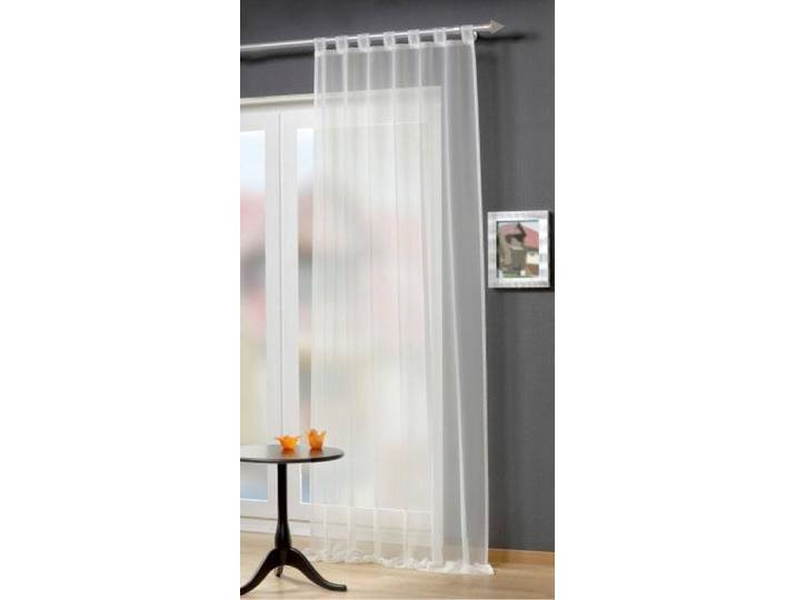 Vorhang HOME WOHNIDEEN ALPHA Gr. 1, weiß (wollweiß), B:140cm H:245cm, Voile, Polyester, Gardinen, Vorhang, HxB: 245x140, preisgünstiger Uni-Schlaufenschal
