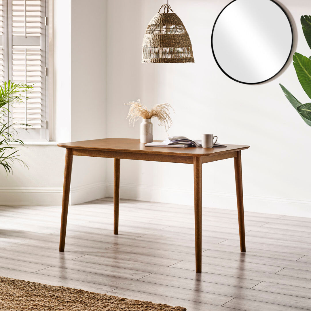 George Oliver Drea Solid Wood Dining Table - Traditional Rustic Farmhouse Kitchen Style Walnut 74cm H x 118cm W x 77cm D