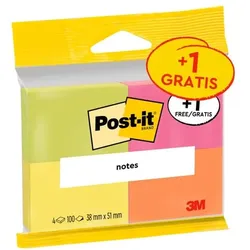 Post-it Notes Haftnotizblock »Notes 6812N« 51 x 38 mm, 3 Stück + 1 gratis grün