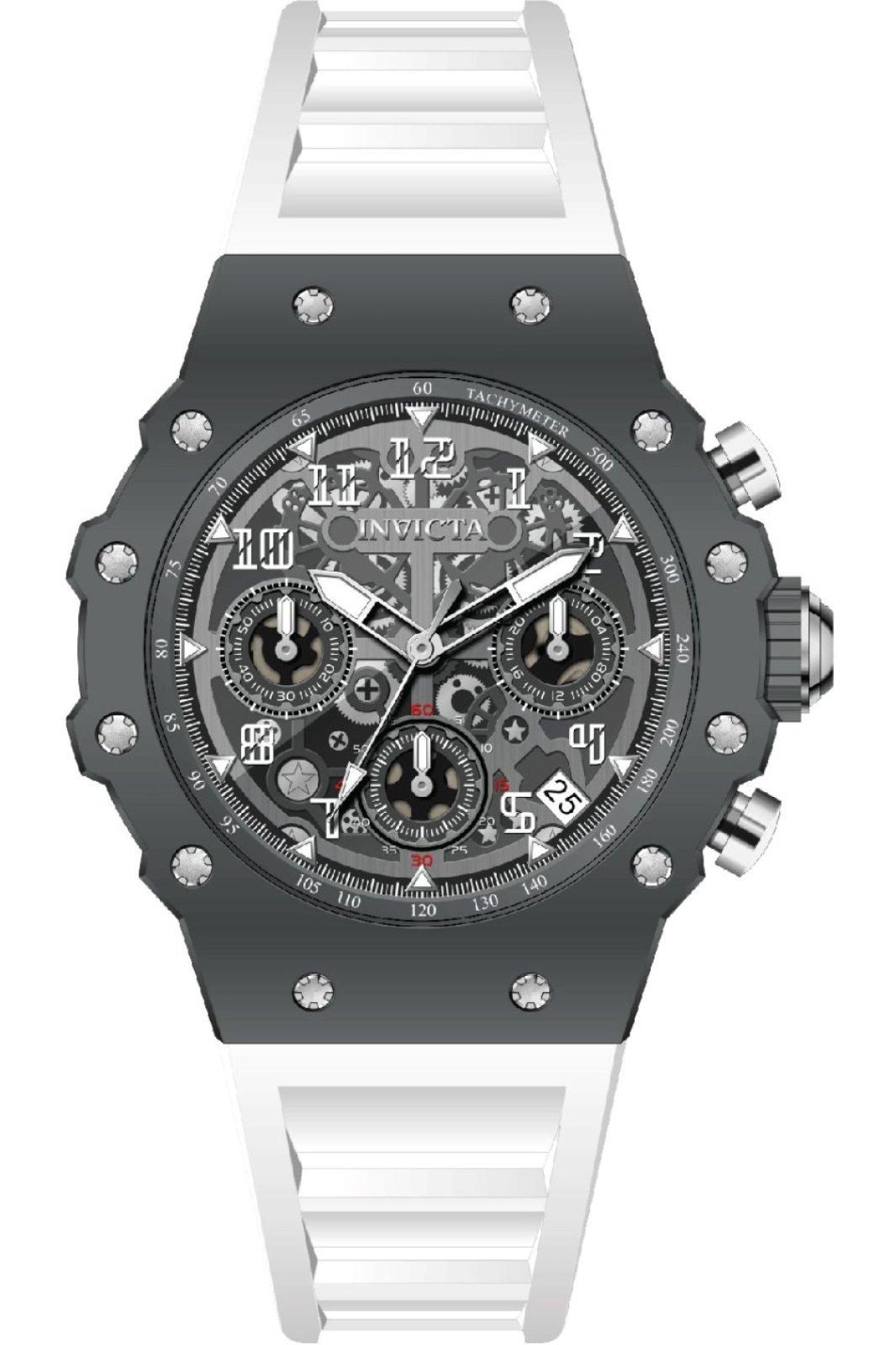 Invicta Racing 69618 Herenhorloge - Quartz Uurwerk - Acryl met Zilveren Wijzerplaat - 40 mm