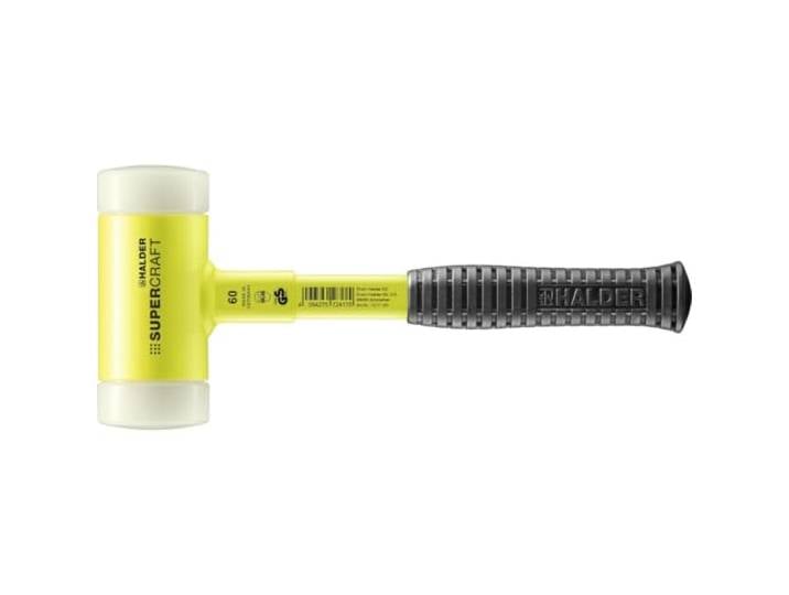 Maillet SUPERCRAFT\, avec manche en tube d'acier incassable\, revêtu jaune fluorescent et poignée antidérapante D=60 mm 3377.160