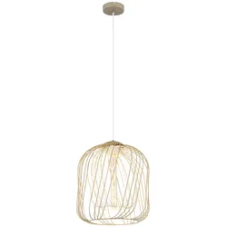 LED Pendelleuchte Hängelampe Esszimmerlampe Drahtgeflecht sandfarben H 150 cm